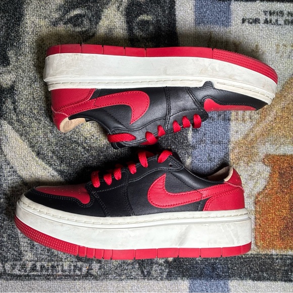 Nike Air Jordan 1 Elevate Low SE Women’s Size 7 Black Red Bred  No Box - Picture 2 of 7